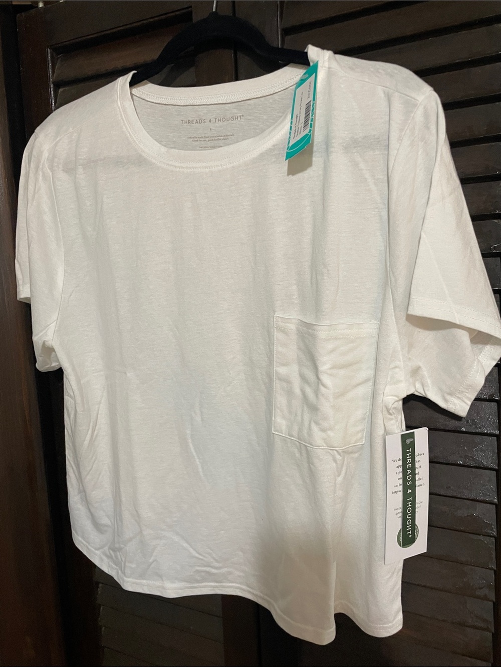 Threads 4 Thought Women’s White Short Sleeve Pocket Tee